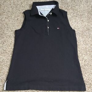 Tommy Hilfiger Women's Black Sleeveless Polo Top